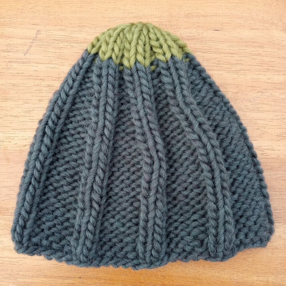 Men’s Chunky Wool Sailor Beanie Hand-Knit Rib Dock Worker Skully Cap Army Green - Picture 6 of 10